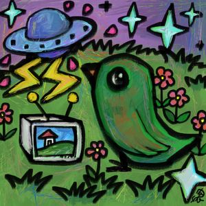 草地上的绿麻雀