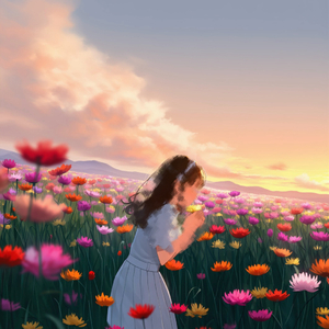 夕焼けの花園