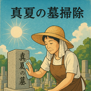 真夏の墓掃除