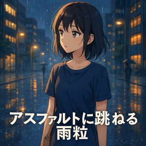 アスファルトに跳ねる雨粒