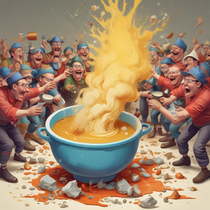 您猜怎么着。昨天晚上伺候老佛爷吃饭，脚底下没站稳，一大碗热汤全扣老佛爷脑袋上了， by @cascadingrecordlabel119