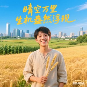 晴空万里生机盎然浮现