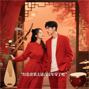 红色套装太适合过年穿了吧