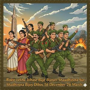 রক্তে লেখা ইতিহাসে বাজে বিজয়ের স্বাধীনতার সুর সাহসে লেখা বিজয়ের রঙ স্বাধীনতা বিজয় দিবস ১৬ ডিসেম্বর ২৬ মার্চ Rokte Lekha Itihase Baje Bijoyer Shawdhinota Sur Shadhinota Bijoy Dibos 16 December 26 March