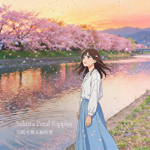 川面を渡る桜吹雪