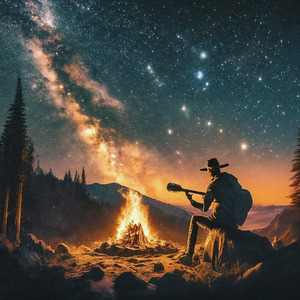 星空キャンプ、アコギ弾く。