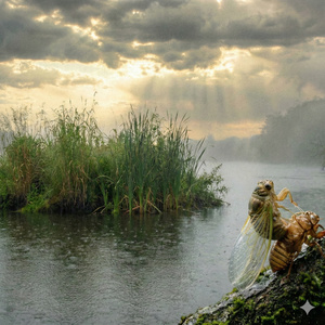想念雨生，湖心草深長