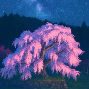 満開の桜の下