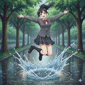 水たまりジャンプ