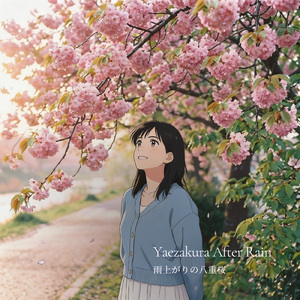 雨上がりの八重桜