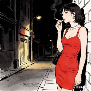 A person standing on the street/一个人站街