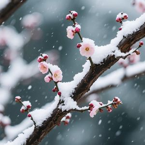 细雪吻梅枝