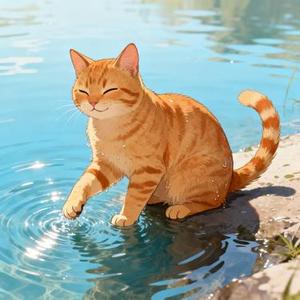 戏水猫趣