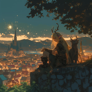 月下に佇むエルフの誓い