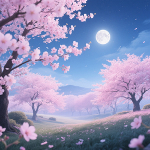 桜と月 -夜空の果敢ない光-