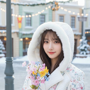 雪の街に咲く花