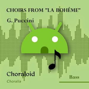 Choirs from "La Bohéme": Io pur mi sento in vena di gridar (Venditori, bass I - Voice with metronome)