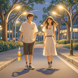 晚风吹过路灯下