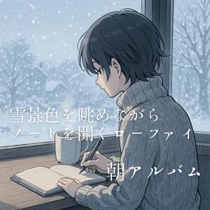 雪に光る通学路