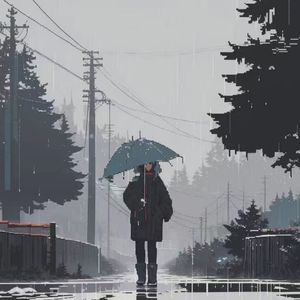 在 下 雨 天 的 像 素 世 界 黯 淡 离 开