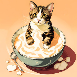 猫ととろける午後のミルク