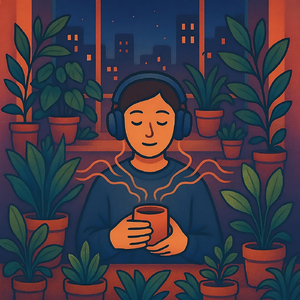Focus Music Whispering from the Radiator to the Hanging Vines Above