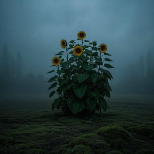 向日葵背后的苔藓