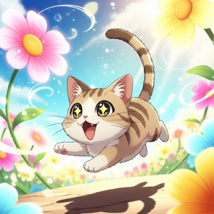 A hungry cat running around