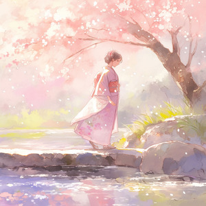 Moments beneath the Falling Sakura Shadows