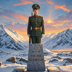 界碑上的晨光-农夫