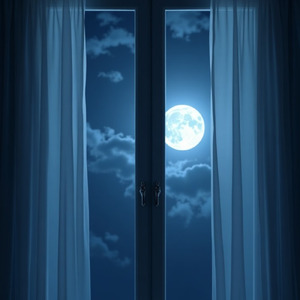 夜風に揺れるカーテン