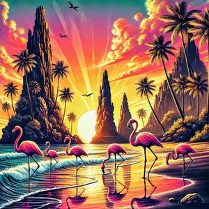 Flamingos am Atlantikstrand