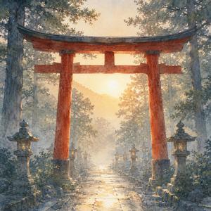 朝霧の参道