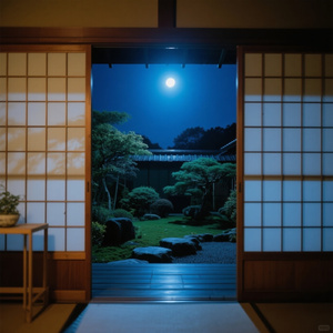 夜更けの縁側