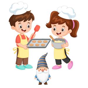 Wichtel Weihnachten und Plätzchen backen