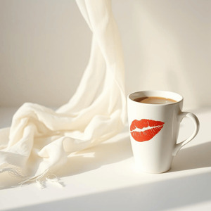 白いスカーフと口紅