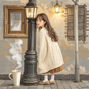 路灯下的等待