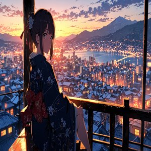 暗い夜道を歩く日本風ジャズ