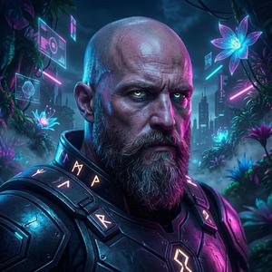 Warrior in the Garden (Cyberpunk Viking)