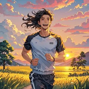 奔跑在日落和浪漫里