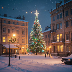 クリスマスライトの交差点