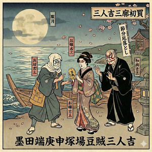 墨田端庚申塚場豆盗賊三三人吉