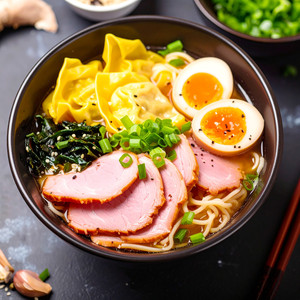 赤黄緑の彩りのラーメン