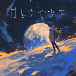 月を歩く少年