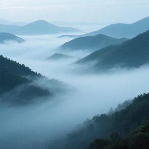 山风拂面云雾绕