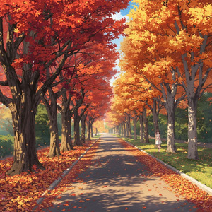 オレンジ色の並木道