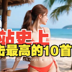 海滩咖啡馆的比基尼女孩