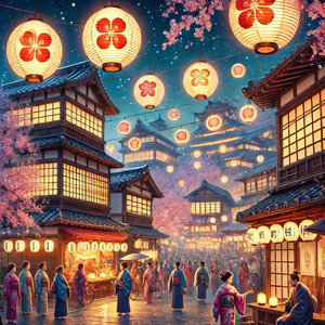 花灯りに染まる都の夜