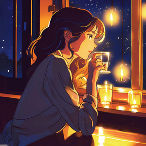 夜の酒場で一人