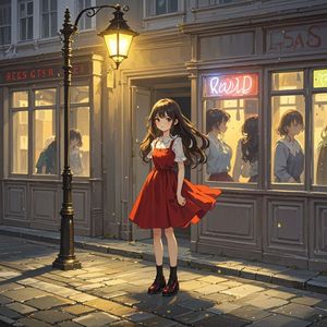红裙与路灯